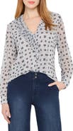 NIC+ZOE Abstract Square Ruffle Chiffon Top