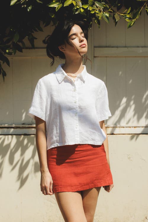 Vir Vita Ines Linen Mini Skirt In Red