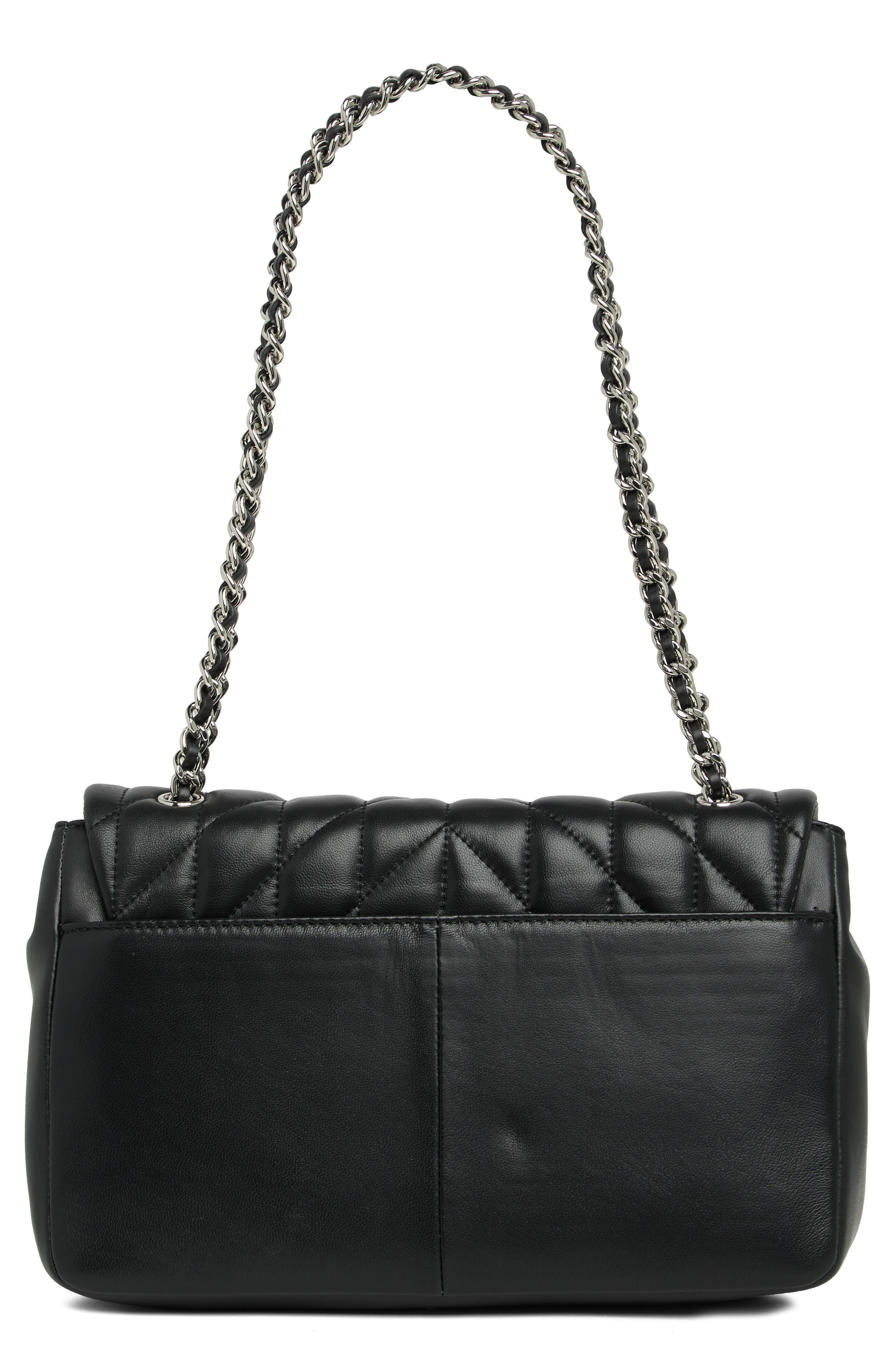 Agyness Large Leather Shoulder Bag, Alternate, color, BLACK/SILV