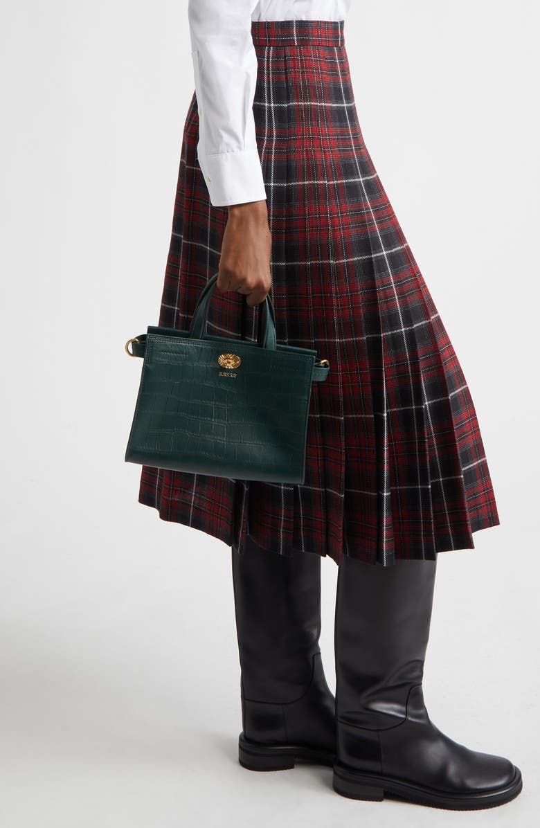 Burberry Mini Cotswolds Croc Embossed Leather Tote, Alternate, color, Ivy