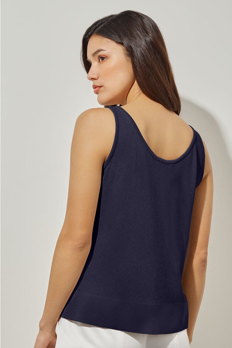 V-Neck Tank - Side-Slit Soft Knit, Alternate, color, Indigo