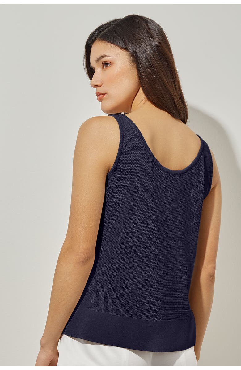 Ming Wang V-Neck Tank - Side-Slit Soft Knit, Alternate, color, Indigo