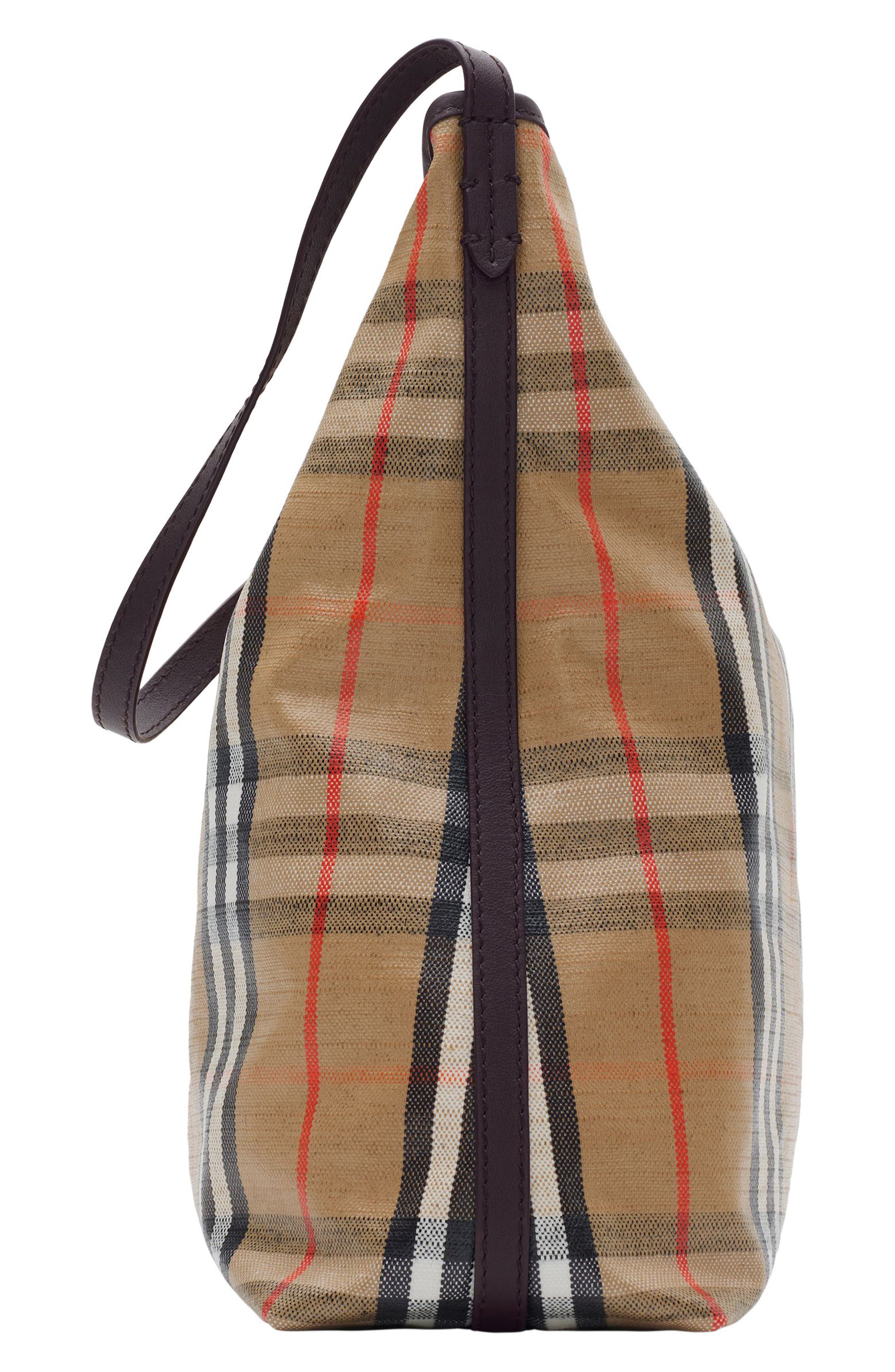 Burberry Highlands Coated Canvas Shoulder Bag, Alternate, color, Sand