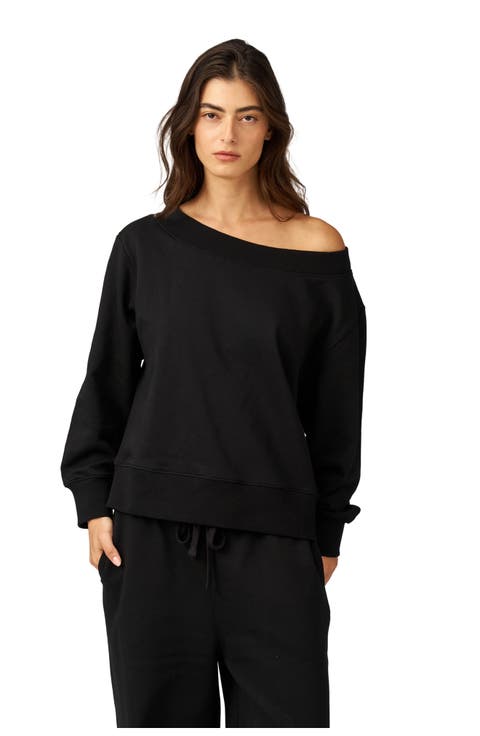 Cozy Coast Airport Off the Shoulder Sweatshirt