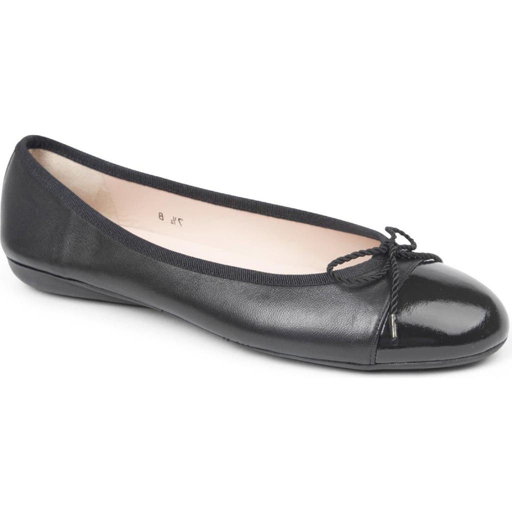 Paul Mayer Best Cap Toe Ballet Flat In Black