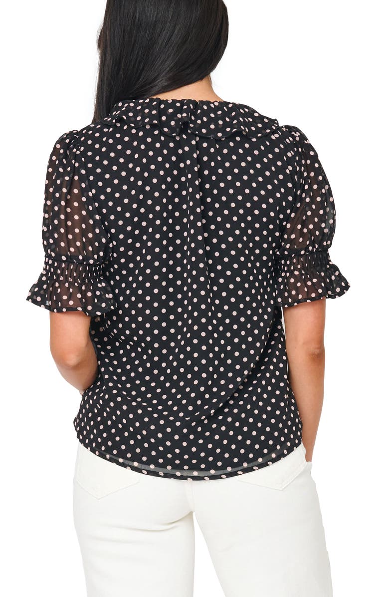 GIBSONLOOK Khloe Ruffles For Days Top, Alternate, color, Black Pearl Blush Dot