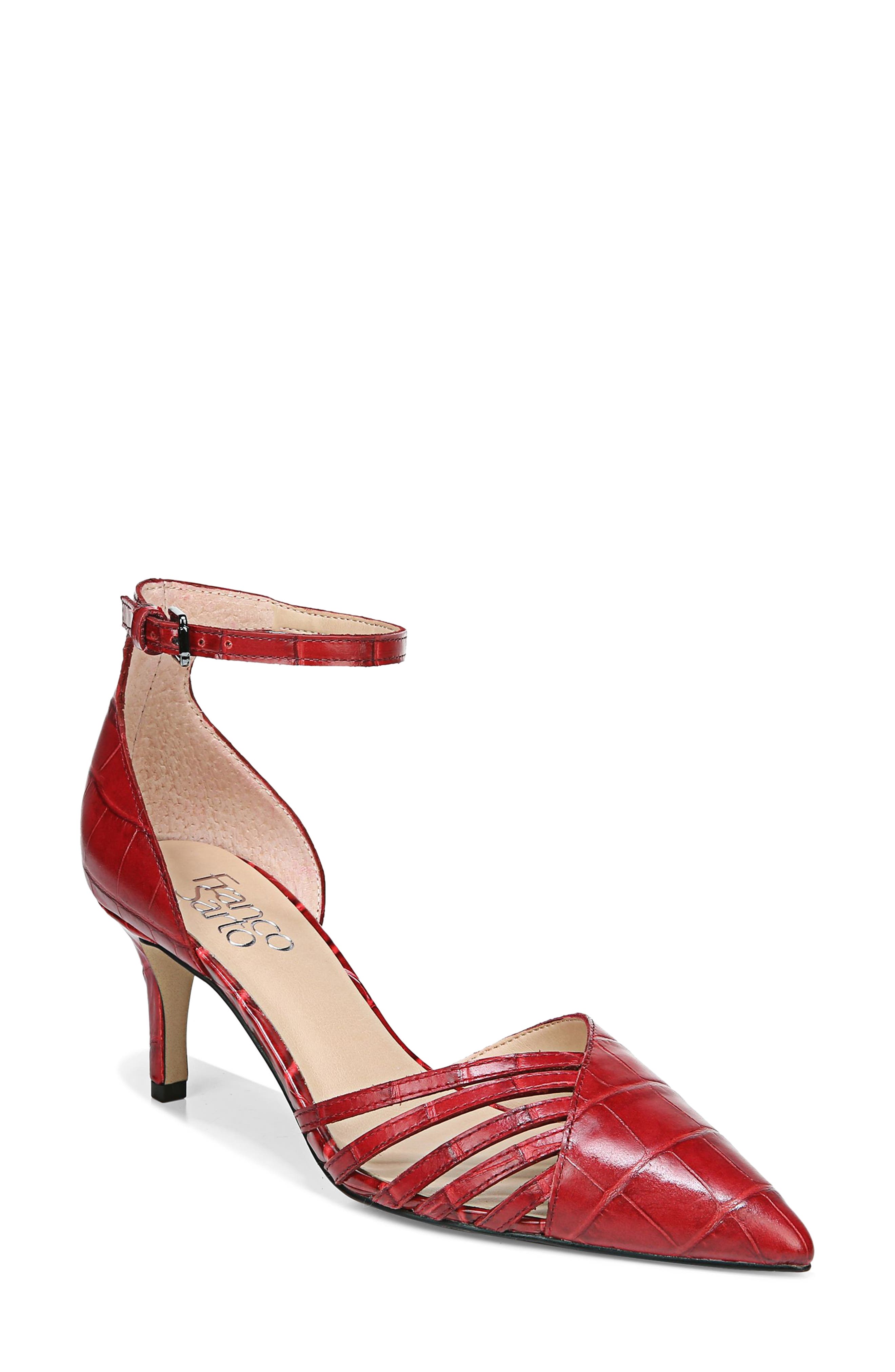 Talana Pointed Toe Ankle Strap Pump, Main, color, DARK RED LEATHER