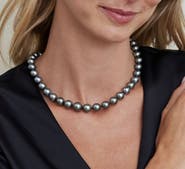 The Pearl Source 10-11mm Tahitian South Sea Pearl Necklace - AAA Quality