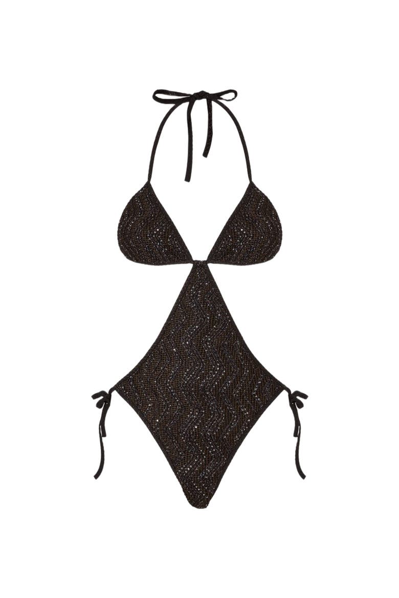 Zigzag Mesh Trikini With Sequins, Alternate, color, Brown
