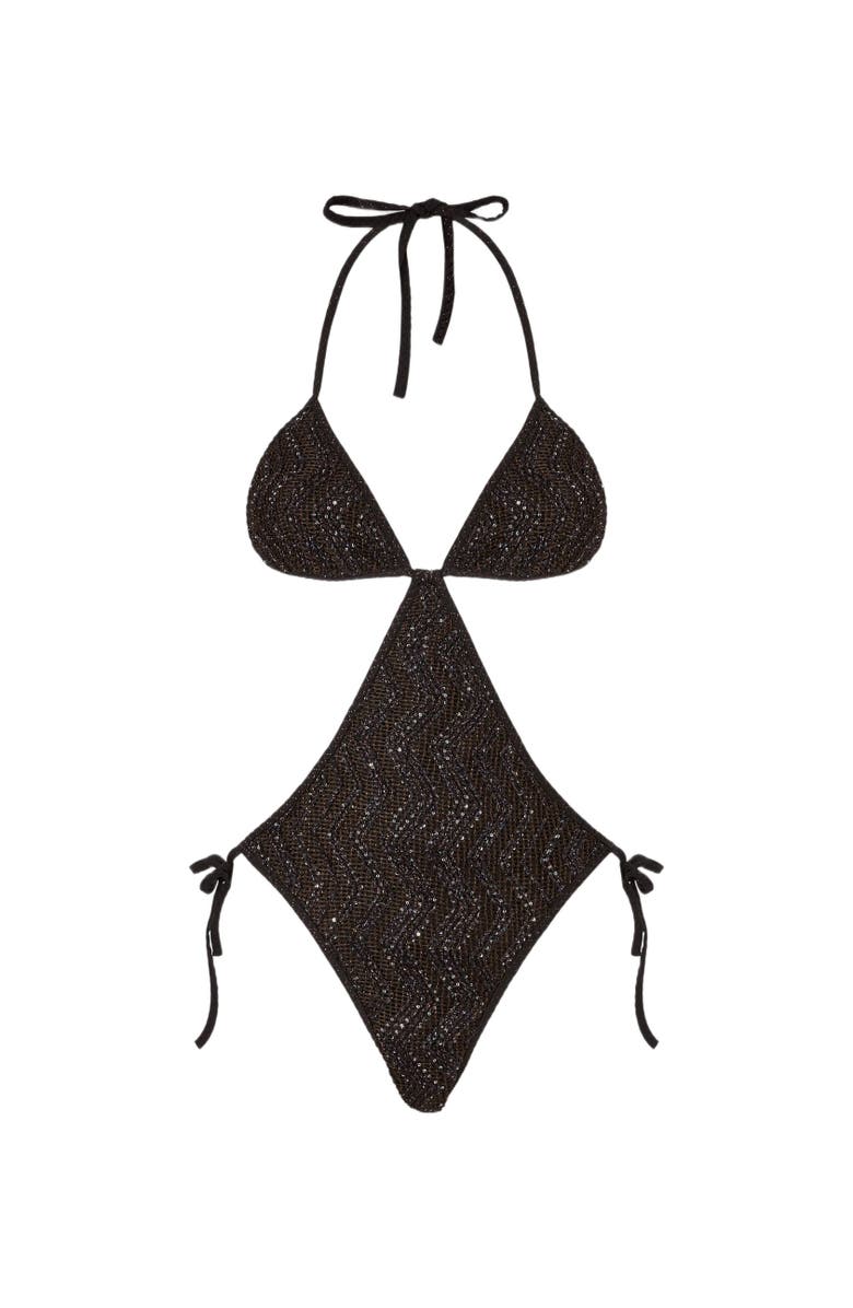 Missoni Zigzag Mesh Trikini With Sequins, Alternate, color, Brown