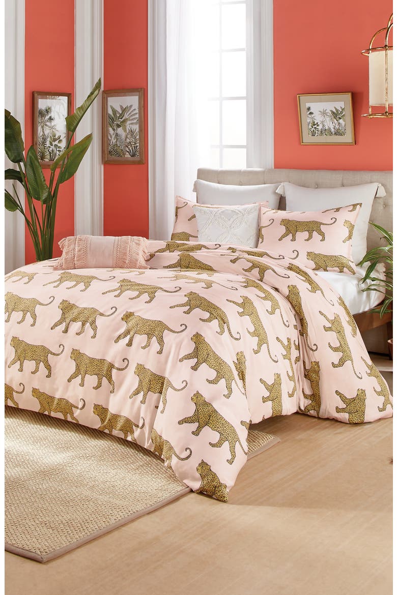 Catwalk Leopard Comforter & Sham Set, Main, color, BLUSH