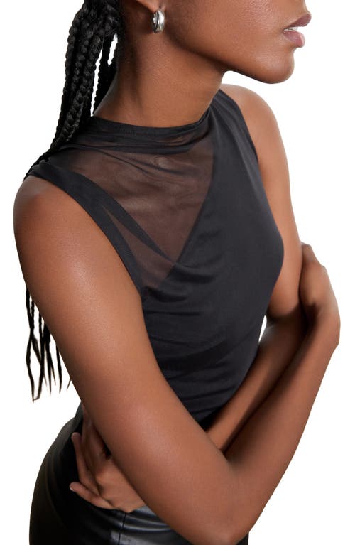Marcella Ludlow Mesh & Ponte Top In Black