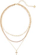Panacea Topaz Crystal Triple Layer Cross Necklace