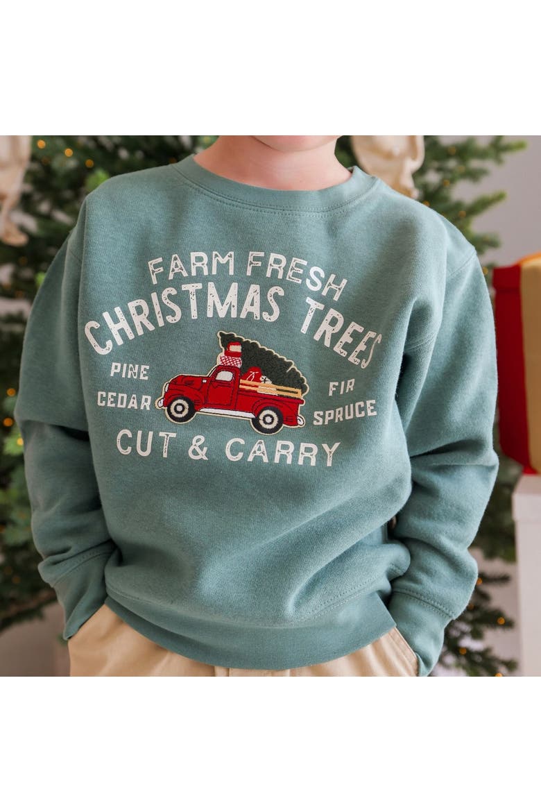 Farm Fresh Christmas Tree Patch Sweatshirt, Alternate, color, Sage Green