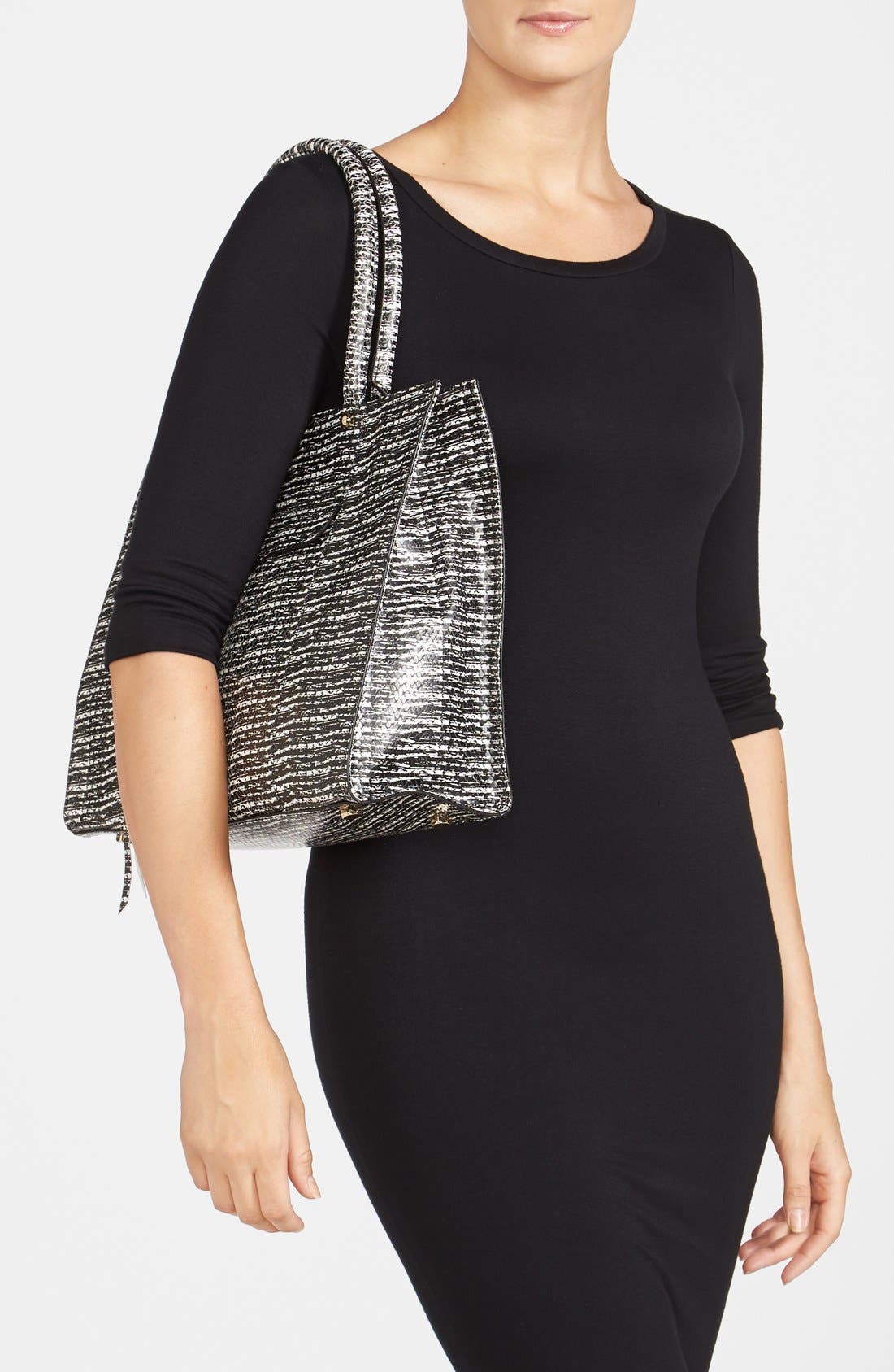 'Medium MAB' Tote, Alternate, color, BLACK/ WHITE