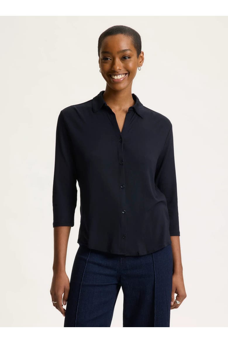 Soft Touch 3/4 Sleeve Semi Relaxed Shirt, Main, color, MARINE