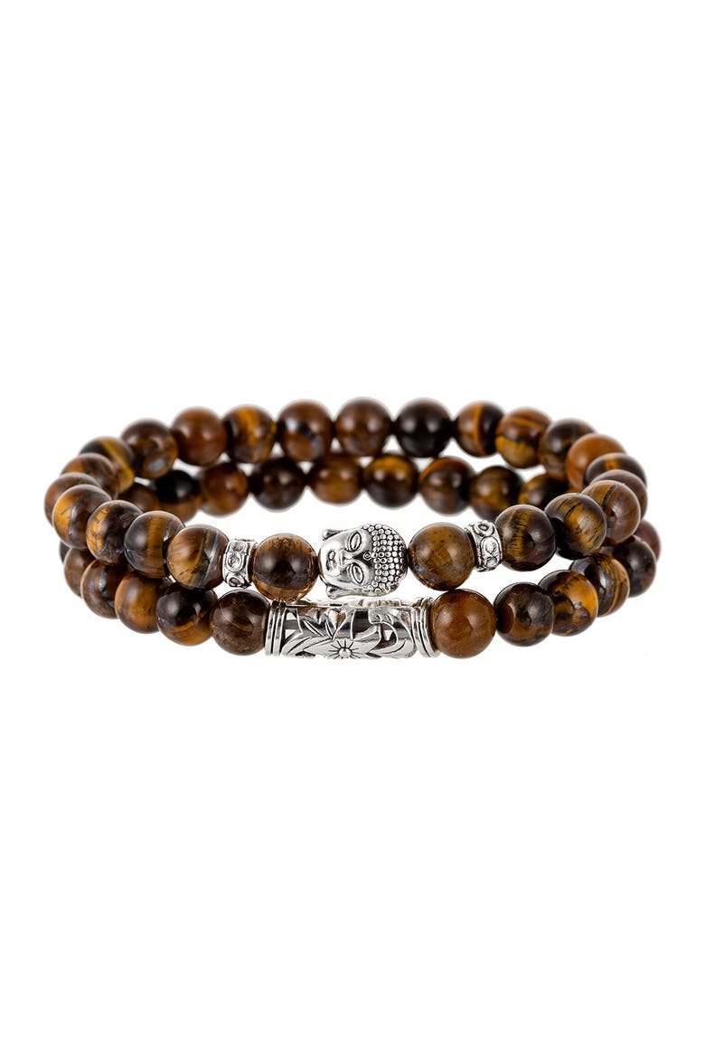 Luka Tiger Eye 2-Piece Beaded Bracelet, Main, color, BROWN
