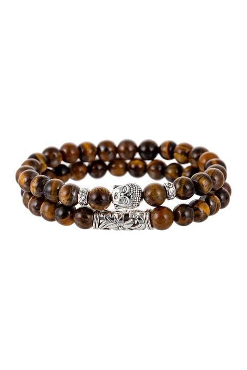 Luka Tiger Eye 2-Piece Beaded Bracelet