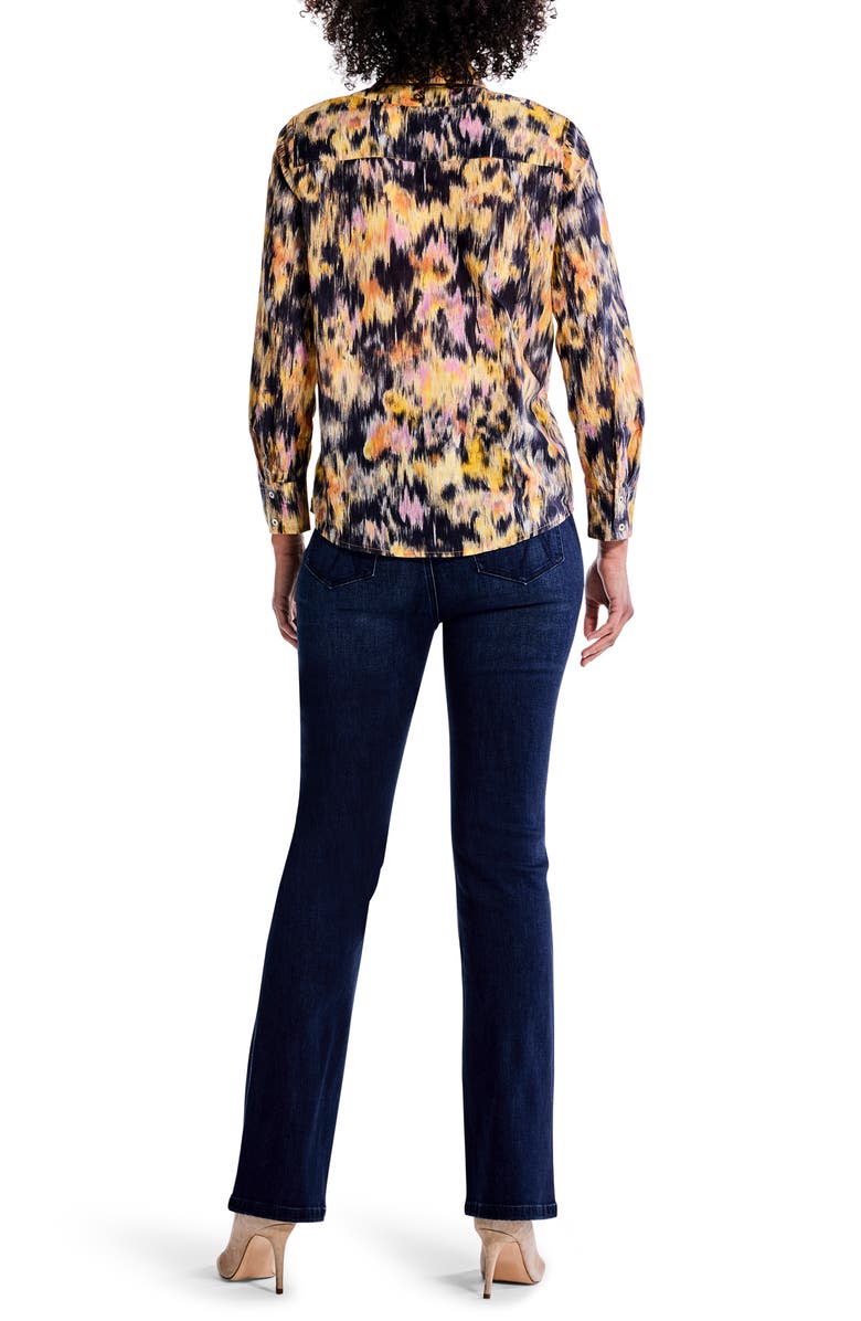 NIC+ZOE Dreamy Refined Floral Ruffle Cotton Button-Up Shirt, Alternate, color,