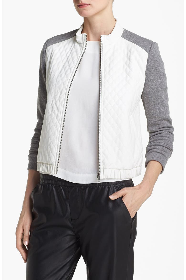 Quilted Bomber Jacket, Main, color, WHITE