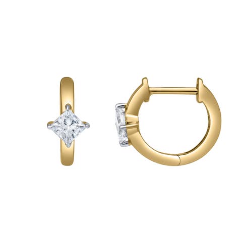 Princess Charm 14K Gold Lab Grown Diamond Huggies - 0.75 ct