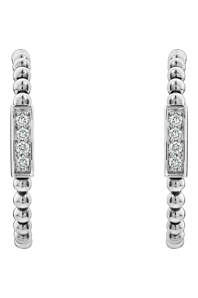 Caviar Spark Diamond Hoop Earrings, Alternate, color, SILVER/ DIAMOND