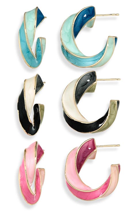 Set of 3 Twisted Hoop Earrings