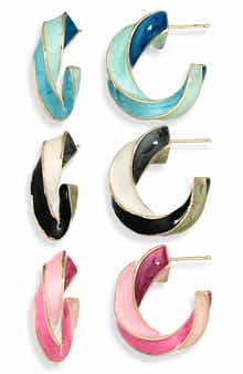 NATASHA Set of 3 Twisted Hoop Earrings