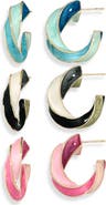 NATASHA Set of 3 Twisted Hoop Earrings