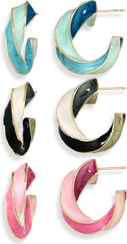 NATASHA Set of 3 Twisted Hoop Earrings