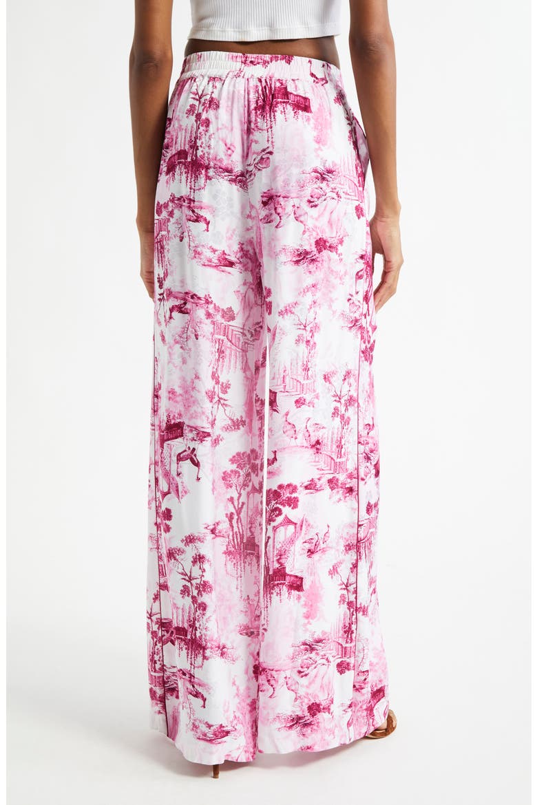 Ivy Wide Leg Pull-On Pants, Alternate, color, WHITE/ PINK PORCELAIN TOILE
