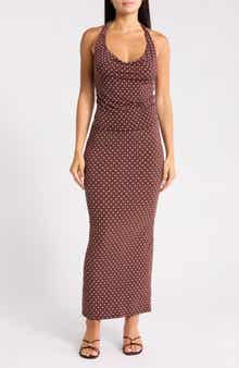 Madden Girl Polka Dot Halter Top & Maxi Skirt Set