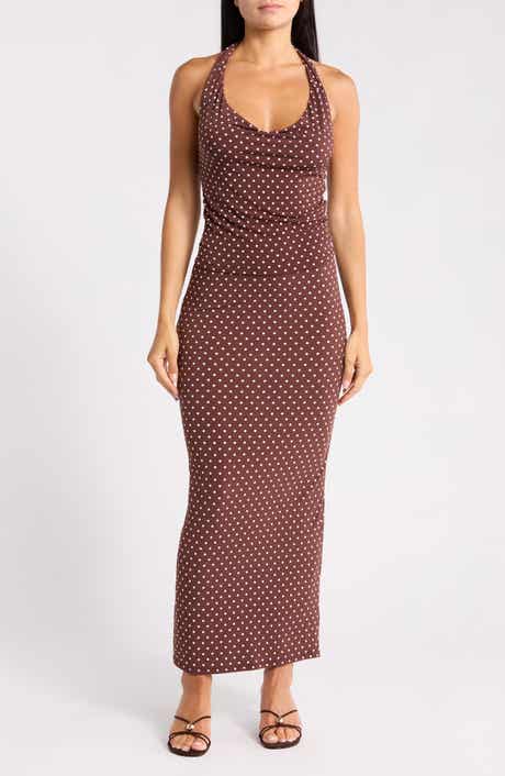 Madden Girl Polka Dot Halter Top & Maxi Skirt Set