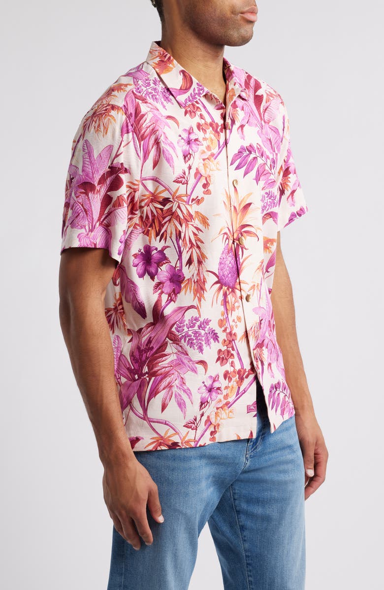 Tommy Bahama Garden of Hope & Courage Print Short Sleeve Silk Button-Up Shirt, Alternate, color,