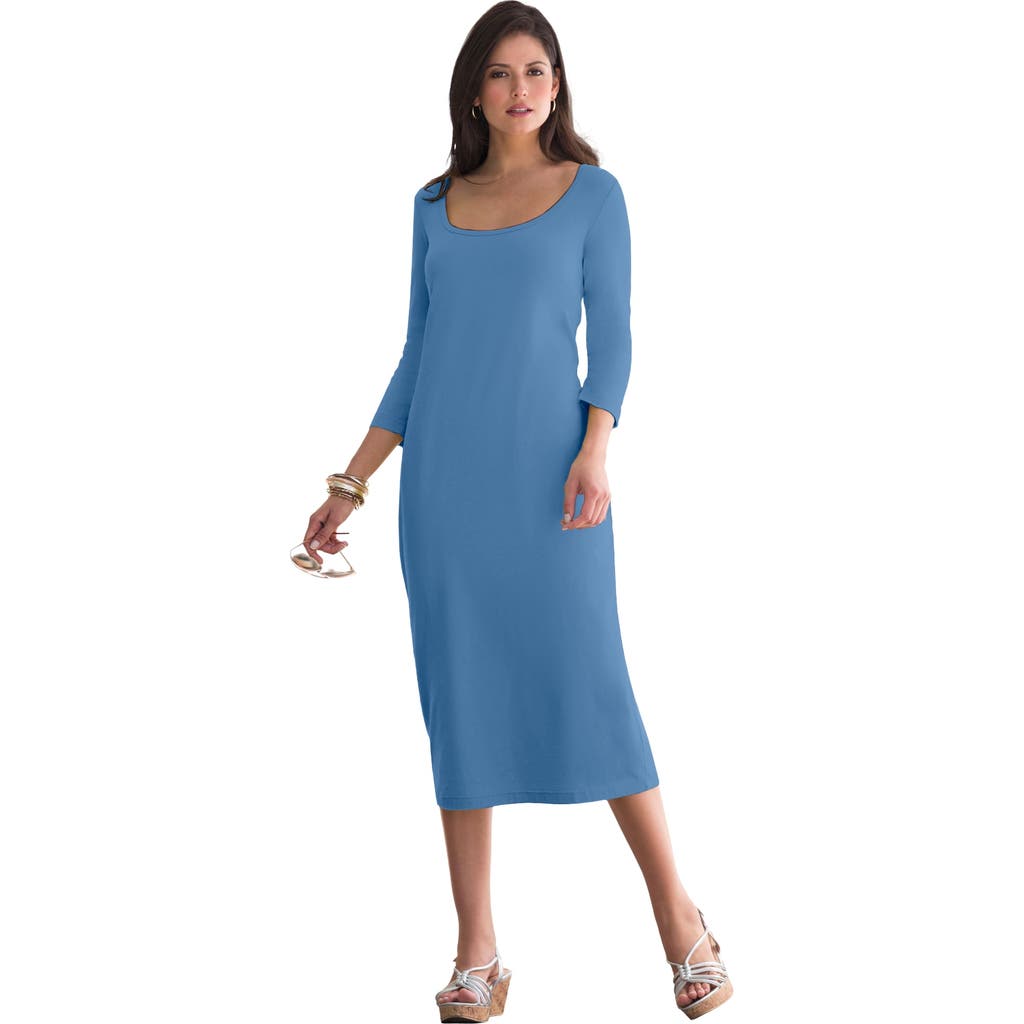 Jessica London Stretch Cotton T-shirt Dress In Blue