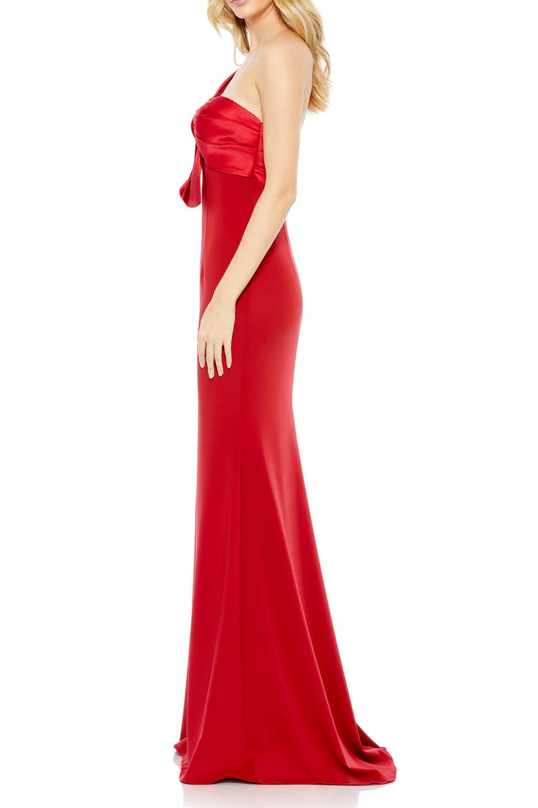 One Shoulder Draped Trumpet Gown, Alternate, color, RED