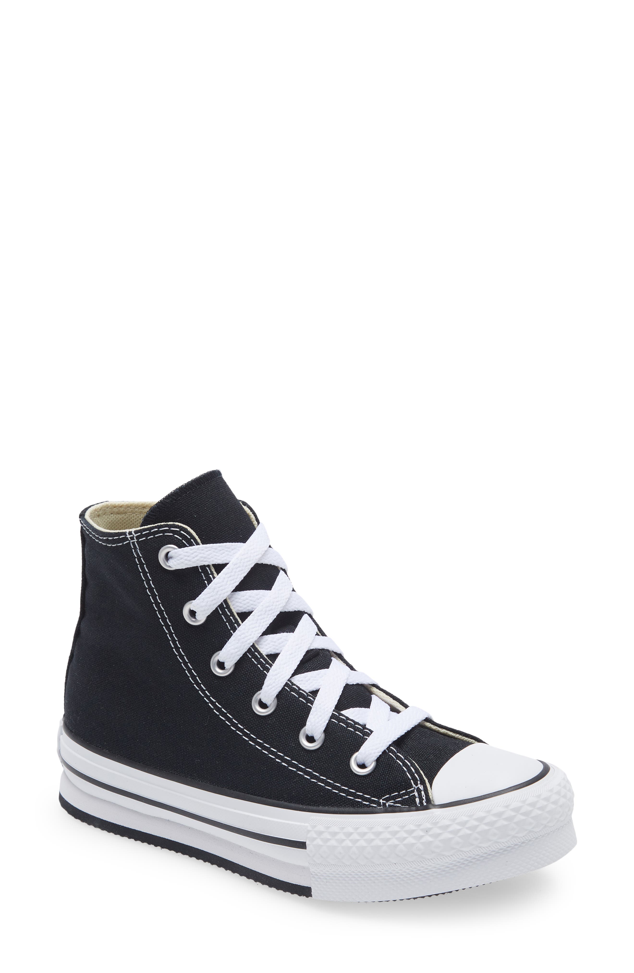 Converse Kids
 Chuck Taylor<sup
®</sup
 All Star<sup
®</sup
 EVA Lift High Top Sneaker, Main, color, Black/ White/ Black
