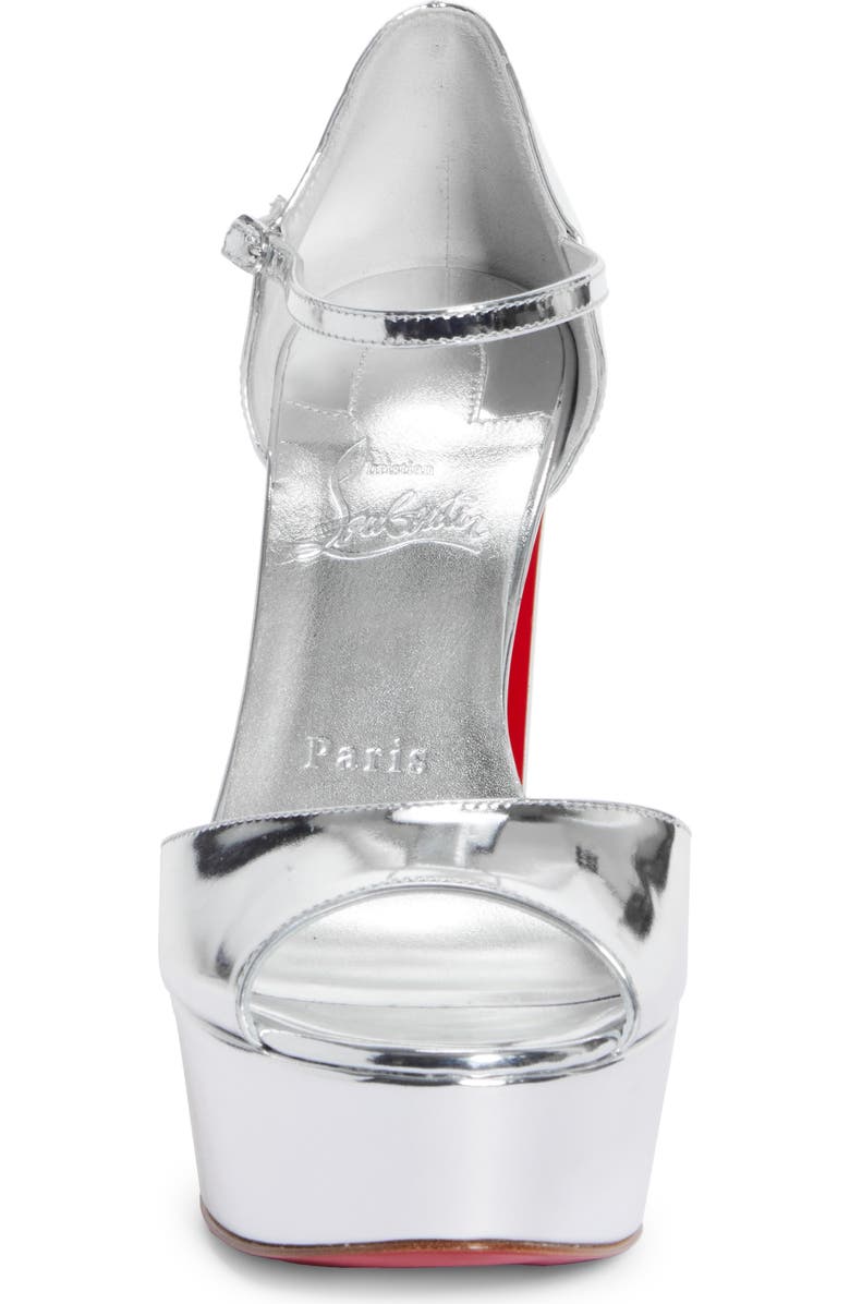 Christian Louboutin Sandaloo Metallic Peep-Toe Sandal, Alternate, color, Silver