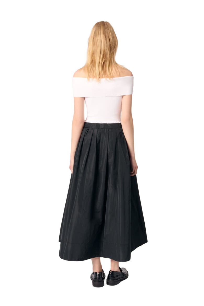 maxi skirt with contrast waistband, Alternate, color, Black