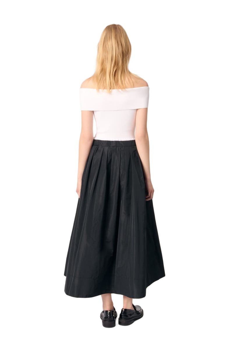maje maxi skirt with contrast waistband, Alternate, color, Black