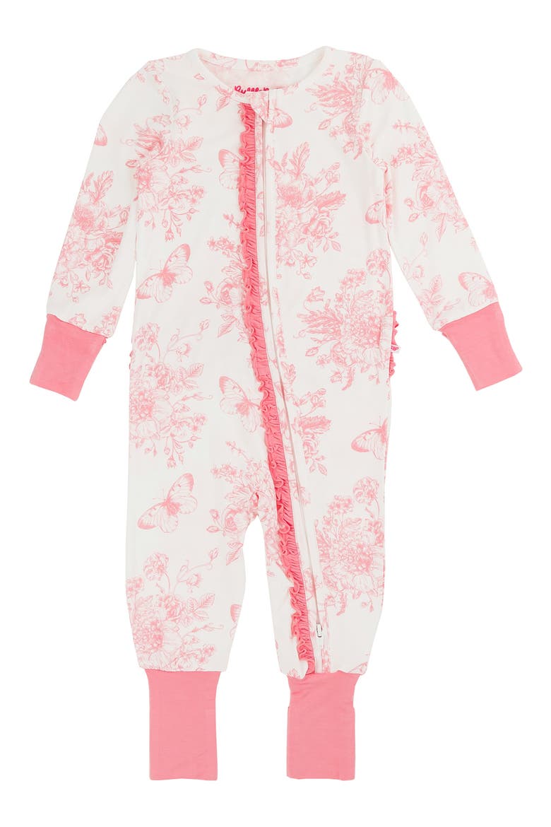 Butterfly Print Ruffle Convertible Romper, Main, color, WHITE/PINK