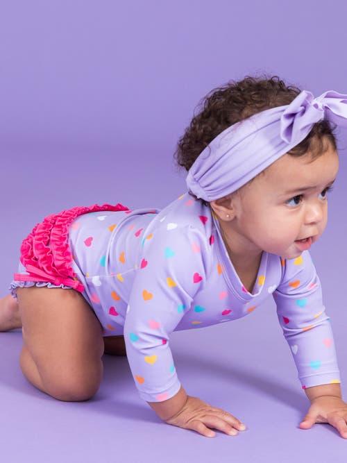 Rufflebutts Baby Girls Long Sleeve Upf50+ One Piece Rash Guard In Purple
