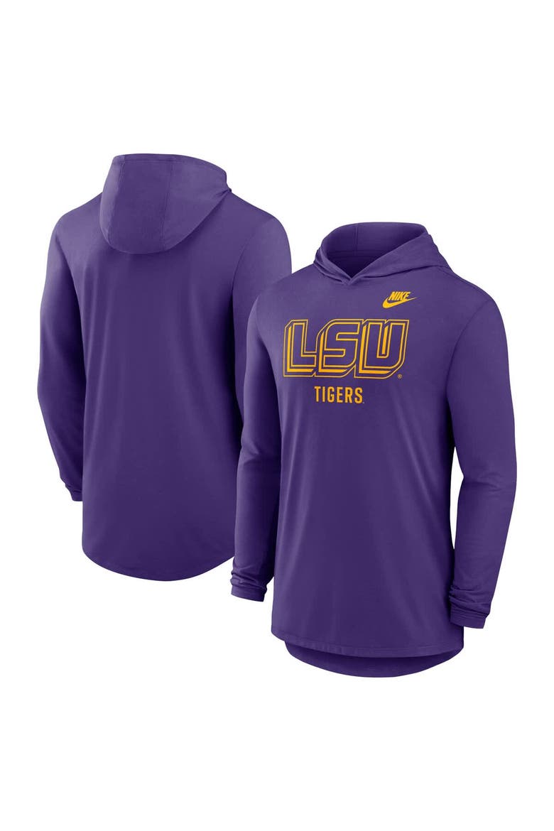 Men's Nike Purple LSU Tigers Legacy Tri-Blend Dri-FIT Long Sleeve Hoodie T-Shirt, Main, color, Purple