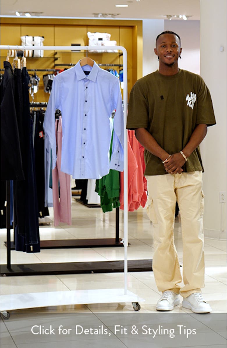 Slim Fit Stretch Twill Microhoundstooth Dress Shirt, sales video thumbnail