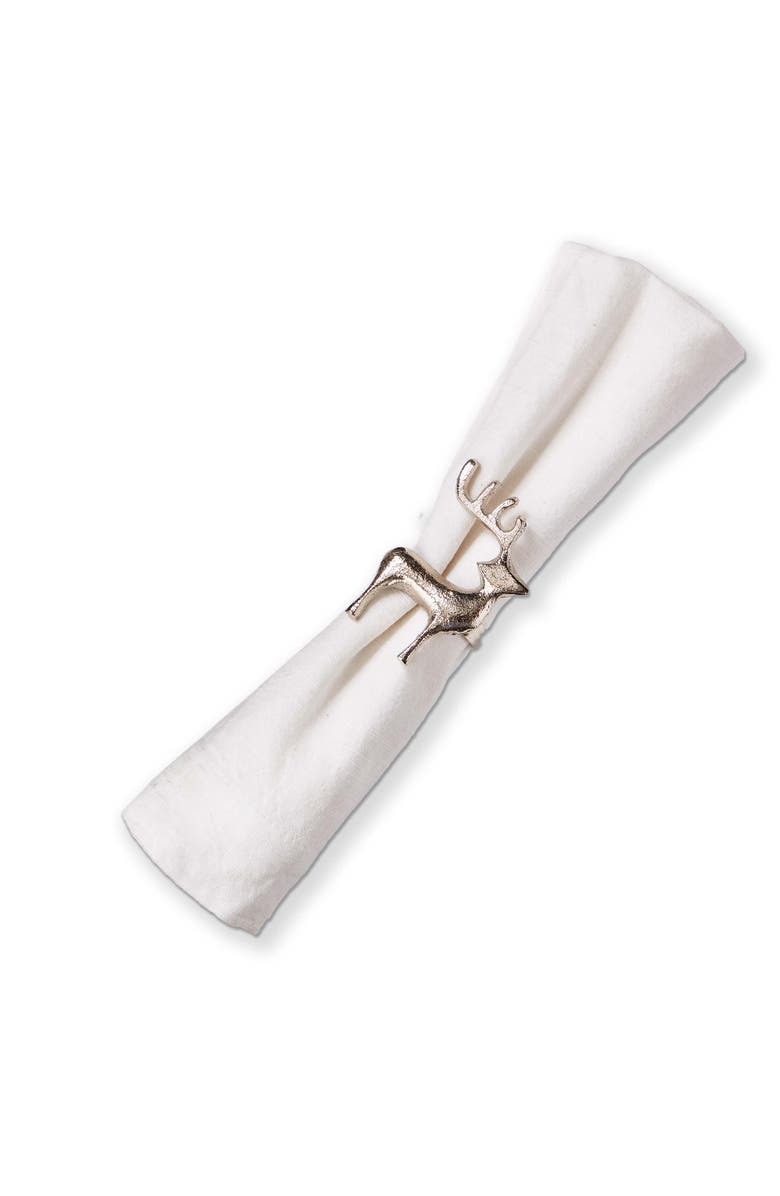 tag Reindeer Napkin Ring Silver Aluminum Christmas Table Decor, Main, color, Silver