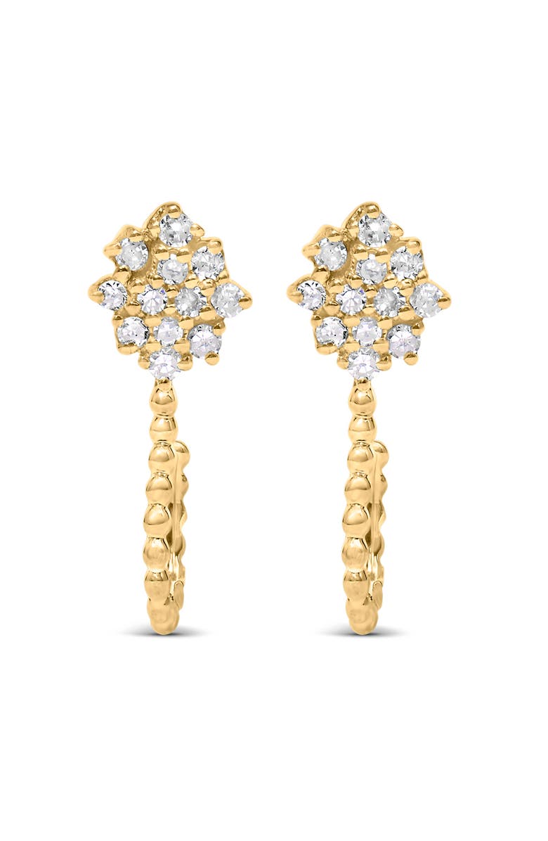 Haus of Brilliance 14K Yellow Gold Plated Silver 1/10 Cttw Diamond Floral Cluster Hoop Stud Earrings, Alternate, color, Yellow