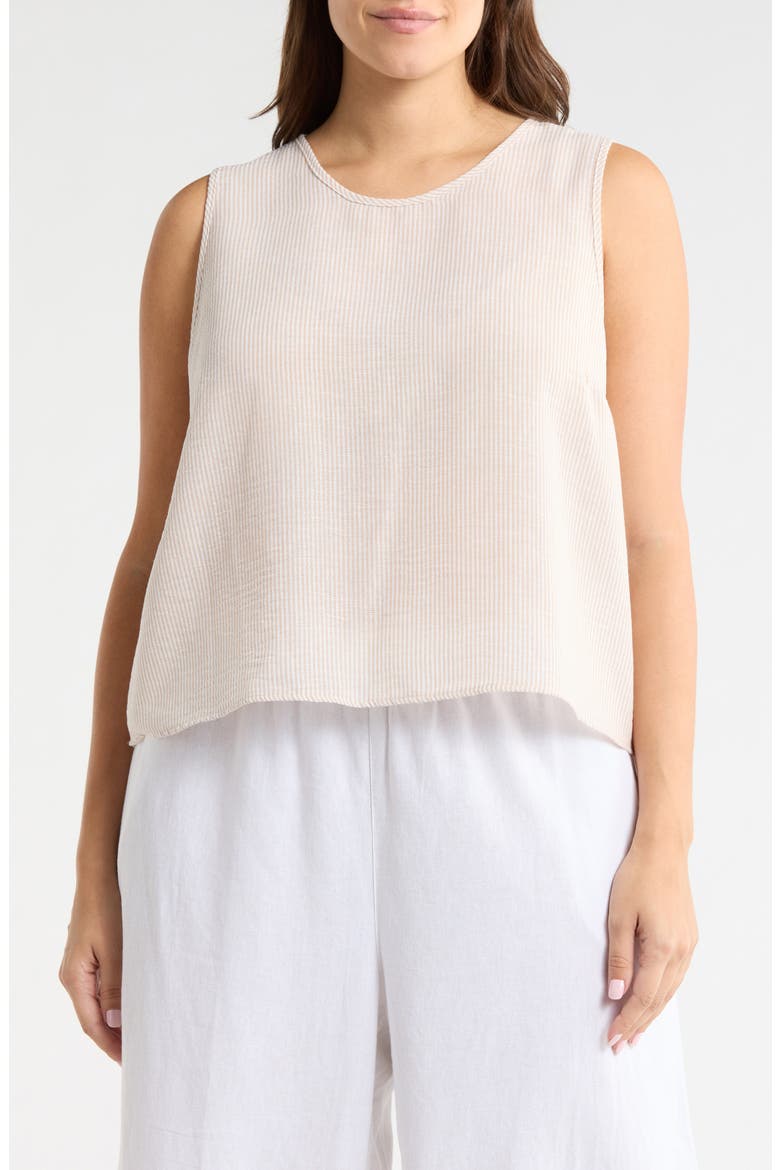 Stripe Sleeveless Cotton Top, Main, color, TAUPE