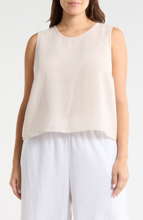 Stripe Sleeveless Cotton Top (Plus)
