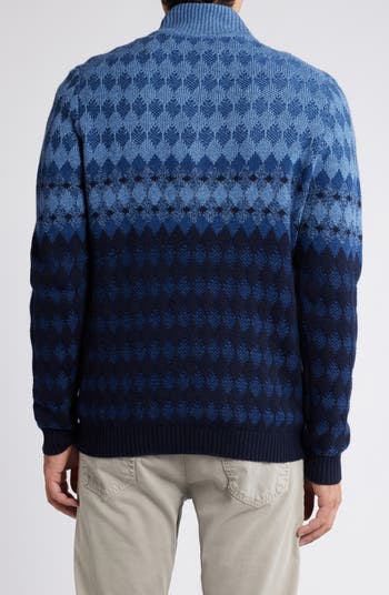 Robert Talbott Turquoise deals Blue Wool Cashmere Argyle Half Zip Sweater Size L $348