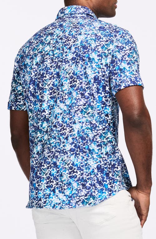 Robert Graham Abstract Print Stretch Cotton Short Sleeve Button-up Shirt In Blue